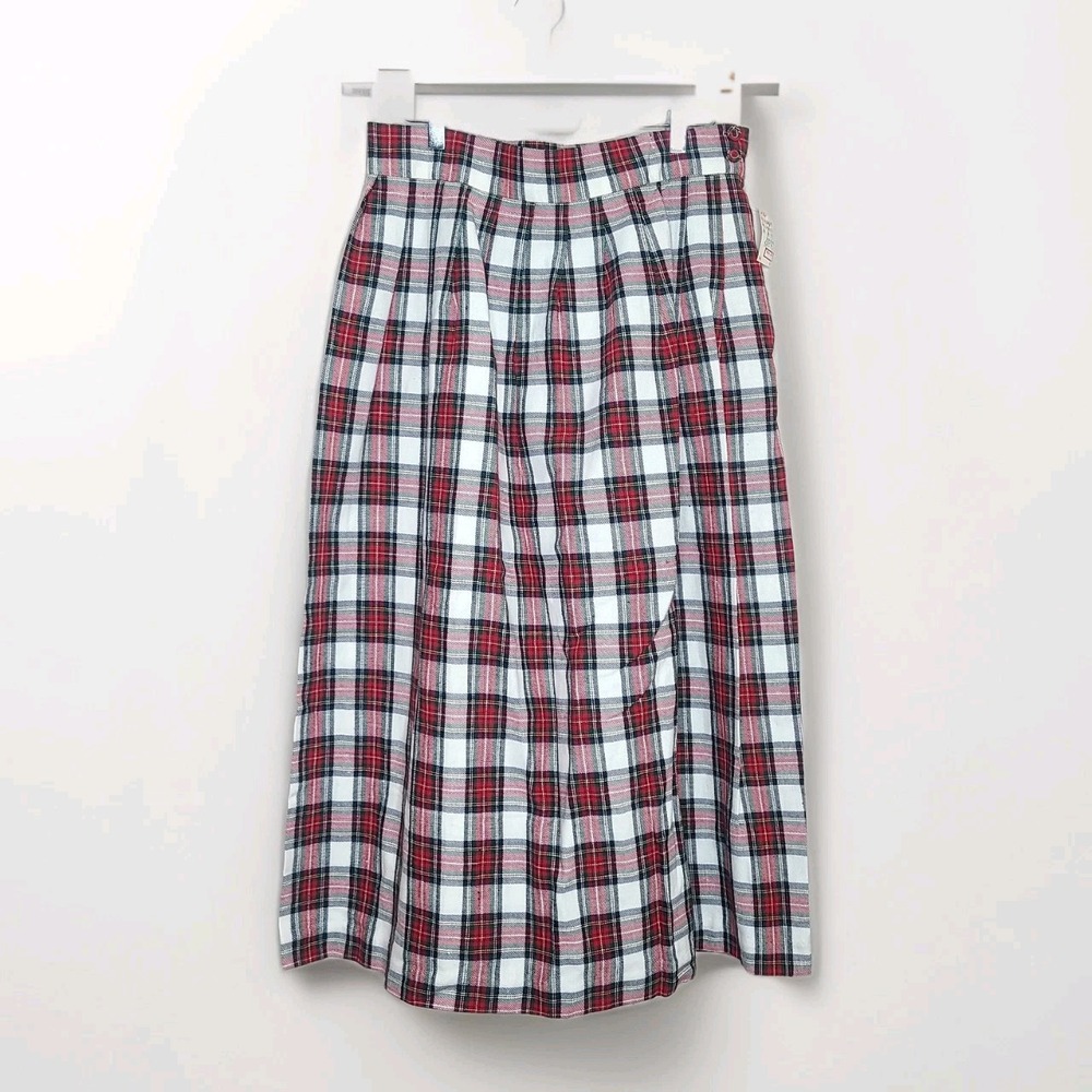 Vtg Cullinane Plaid Midi Skirt 100%‎ Cotton Prarie Cottagecore USA Made 14